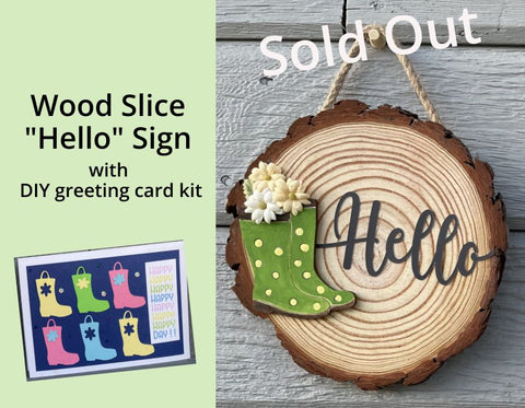 Wood Slice Hello Sign +card kit